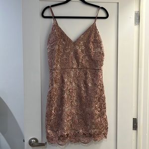 Pale Pink Express Floral Lace Bodycon Dress
